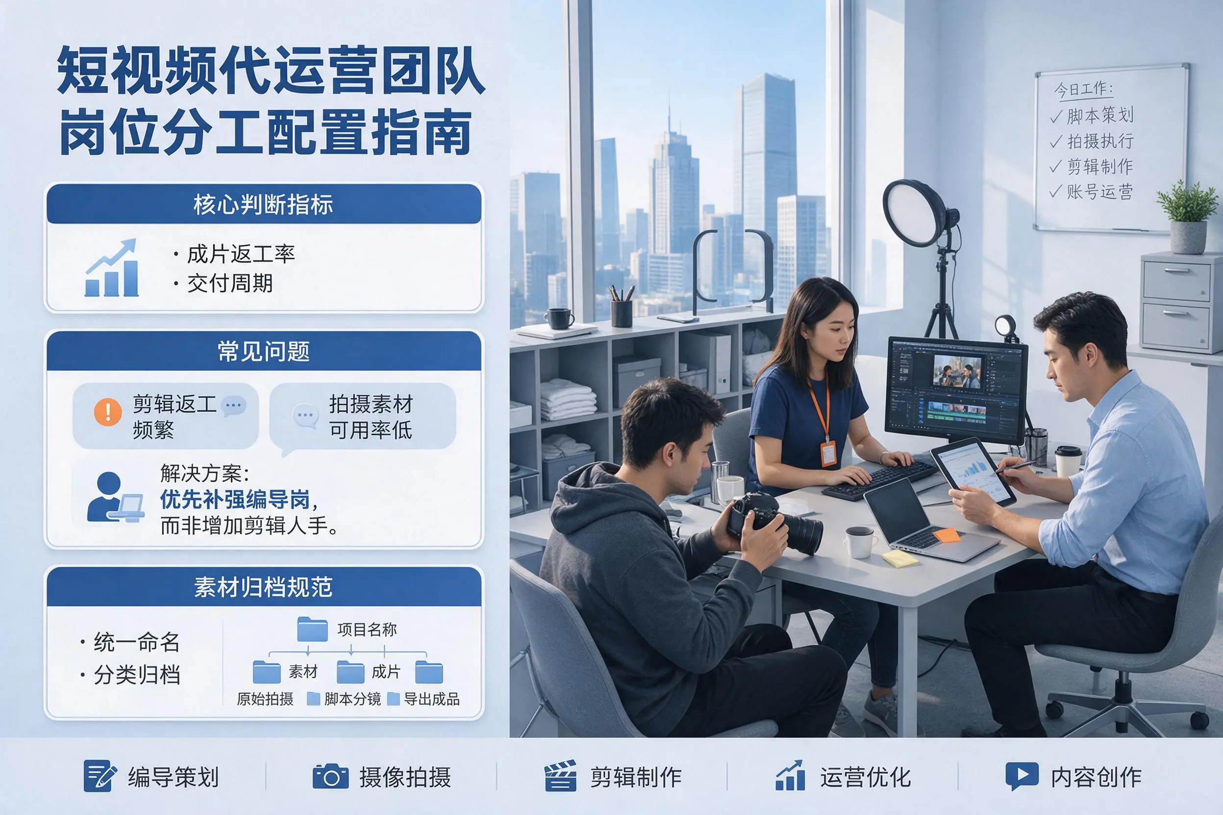 短视频代运营团队如何配置?屯昌企业岗位分工科普说明