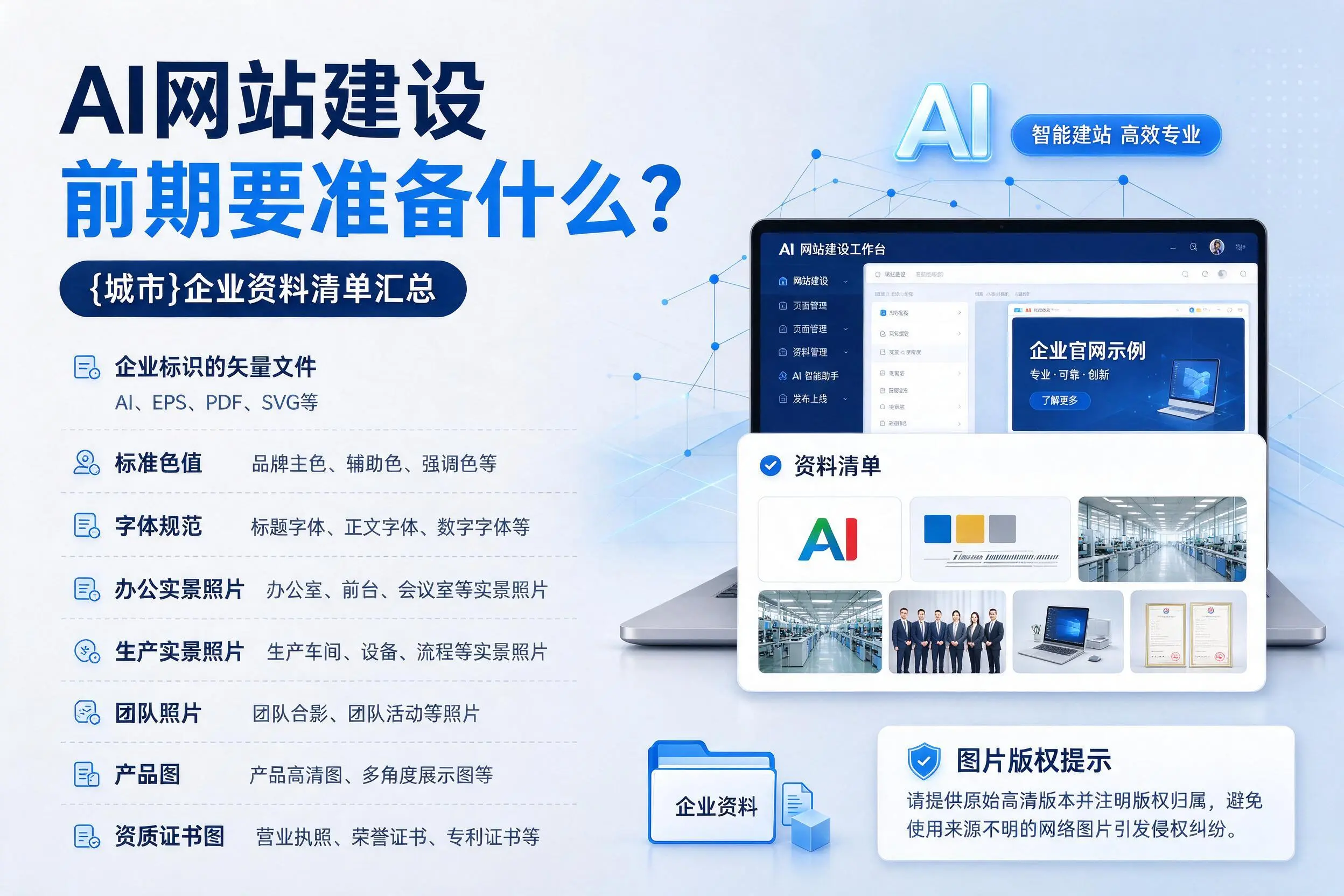 AI网站建设前期要准备什么?屯昌企业资料清单汇总
